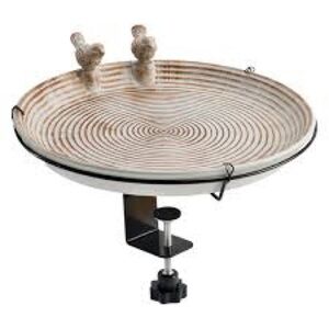 NWT Belavi Bird Drinking Trough Ceramic Spiral Bird Feeder - Brown and Cream